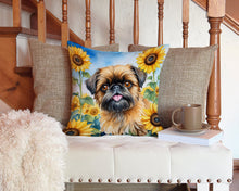 Load image into Gallery viewer, Brussels Griffon in Sunflowers Throw Pillow - 14x14 Decorative Pillow – Art for Your Home &amp; Patio