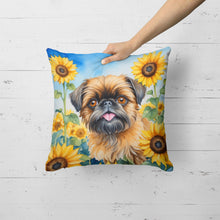 Load image into Gallery viewer, Brussels Griffon in Sunflowers Throw Pillow