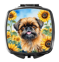 Load image into Gallery viewer, Brussels Griffon in Sunflowers Compact Mirror – Stylish Purse Mirror with Artistic Covers