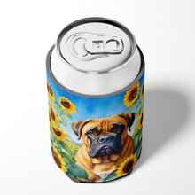 Load image into Gallery viewer, Bullmastiff in Sunflowers Can or Bottle Hugger