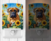 Load image into Gallery viewer, Bullmastiff in Sunflowers Ceramic Night Light