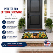 Load image into Gallery viewer, Bullmastiff in Sunflowers Doormat Front Door Mat Indoor Outdoor Rugs for Entryway, Non Slip Washable Low Pile, 24H X 36W