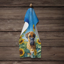 Load image into Gallery viewer, Bullmastiff in Sunflowers Kitchen Towel