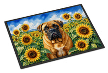 Load image into Gallery viewer, Bullmastiff in Sunflowers Doormat Front Door Mat Indoor Outdoor Rugs for Entryway, Non Slip Washable Low Pile, 18H X 27W