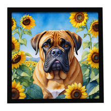 Load image into Gallery viewer, Bullmastiff in Sunflowers Framed Metal Print