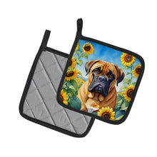 Load image into Gallery viewer, Bullmastiff in Sunflowers Pot Holders - Set of 2 Decorative Kitchen Helpers | Made in the USA