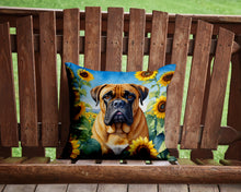 Load image into Gallery viewer, Bullmastiff in Sunflowers Throw Pillow - 14x14 Decorative Pillow – Art for Your Home &amp; Patio