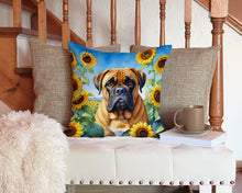 Load image into Gallery viewer, Bullmastiff in Sunflowers Throw Pillow - 14x14 Decorative Pillow – Art for Your Home &amp; Patio