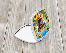Load image into Gallery viewer, Bullmastiff in Sunflowers Compact Mirror – Stylish Purse Mirror with Artistic Covers