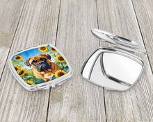 Load image into Gallery viewer, Bullmastiff in Sunflowers Compact Mirror – Stylish Purse Mirror with Artistic Covers