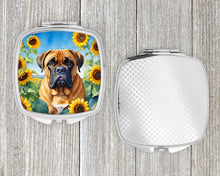 Load image into Gallery viewer, Bullmastiff in Sunflowers Compact Mirror – Stylish Purse Mirror with Artistic Covers