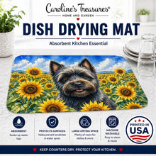 Load image into Gallery viewer, Cairn Terrier in Sunflowers Dish Drying Mat Absorbent Dish Drying Mat Pad for Kitchen Counter Dish Drainer Mat for Countertop, 14 x 21", Multicolor