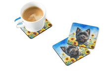 Load image into Gallery viewer, Cairn Terrier in Sunflowers Coasters - Set of 4 Lightweight Foam, Absorbent Drink Coasters
