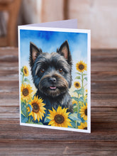Load image into Gallery viewer, Cairn Terrier in Sunflowers Greeting Cards - Blank Note Cards – 8-Pack of Artist-Designed Cards with Envelopes