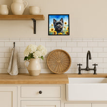 Load image into Gallery viewer, Cairn Terrier in Sunflowers Framed Metal Print