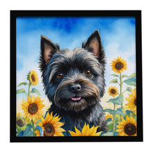 Load image into Gallery viewer, Cairn Terrier in Sunflowers Framed Metal Print