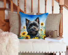 Load image into Gallery viewer, Cairn Terrier in Sunflowers Throw Pillow - 14x14 Decorative Pillow – Art for Your Home &amp; Patio