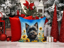 Load image into Gallery viewer, Cairn Terrier in Sunflowers Throw Pillow - 14x14 Decorative Pillow – Art for Your Home &amp; Patio