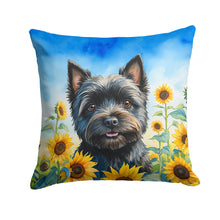 Load image into Gallery viewer, Cairn Terrier in Sunflowers Throw Pillow - 14x14 Decorative Pillow – Art for Your Home &amp; Patio