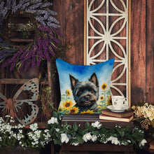 Load image into Gallery viewer, Cairn Terrier in Sunflowers Throw Pillow