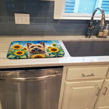 Load image into Gallery viewer, Cairn Terrier in Sunflowers Dish Drying Mat Absorbent Dish Drying Mat Pad for Kitchen Counter Dish Drainer Mat for Countertop, 14 x 21", Multicolor