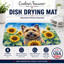 Load image into Gallery viewer, Cairn Terrier in Sunflowers Dish Drying Mat Absorbent Dish Drying Mat Pad for Kitchen Counter Dish Drainer Mat for Countertop, 14 x 21", Multicolor