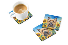 Load image into Gallery viewer, Cairn Terrier in Sunflowers Coasters - Set of 4 Lightweight Foam, Absorbent Drink Coasters