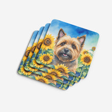 Load image into Gallery viewer, Cairn Terrier in Sunflowers Coasters - Set of 4 Lightweight Foam, Absorbent Drink Coasters