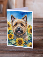 Load image into Gallery viewer, Cairn Terrier in Sunflowers Greeting Cards - Blank Note Cards – 8-Pack of Artist-Designed Cards with Envelopes