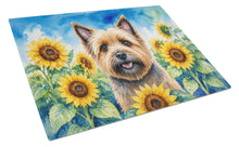 Load image into Gallery viewer, Cairn Terrier in Sunflowers Cutting Board Tempered Glass Kitchen Cutting Surface, Heat Resistant Chopping Board with Non-Slip Feet, Decorative Food Prep &amp; Serving