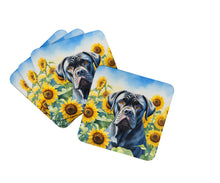 Load image into Gallery viewer, Cane Corso in Sunflowers Coasters - Set of 4 Lightweight Foam, Absorbent Drink Coasters
