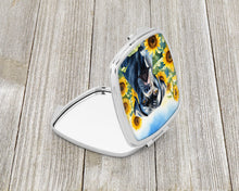 Load image into Gallery viewer, Cane Corso in Sunflowers Compact Mirror – Stylish Purse Mirror with Artistic Covers