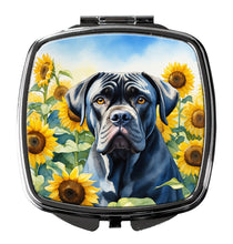 Load image into Gallery viewer, Cane Corso in Sunflowers Compact Mirror – Stylish Purse Mirror with Artistic Covers