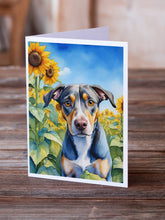 Load image into Gallery viewer, Catahoula in Sunflowers Greeting Cards - Blank Note Cards – 8-Pack of Artist-Designed Cards with Envelopes