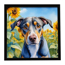 Load image into Gallery viewer, Catahoula in Sunflowers Framed Metal Print