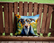 Load image into Gallery viewer, Catahoula in Sunflowers Throw Pillow - 14x14 Decorative Pillow – Art for Your Home &amp; Patio