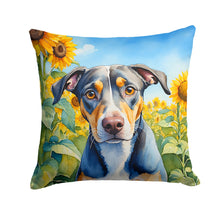 Load image into Gallery viewer, Catahoula in Sunflowers Throw Pillow - 14x14 Decorative Pillow – Art for Your Home &amp; Patio