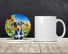 Load image into Gallery viewer, Catahoula in Sunflowers Large Sandstone Coasters Pack of 4