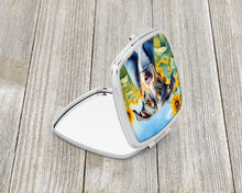 Load image into Gallery viewer, Catahoula in Sunflowers Compact Mirror – Stylish Purse Mirror with Artistic Covers