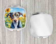 Load image into Gallery viewer, Catahoula in Sunflowers Compact Mirror – Stylish Purse Mirror with Artistic Covers