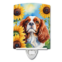 Load image into Gallery viewer, Cavalier Spaniel in Sunflowers Ceramic Night Light