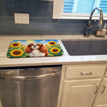 Load image into Gallery viewer, Cavalier Spaniel in Sunflowers Dish Drying Mat Absorbent Dish Drying Mat Pad for Kitchen Counter Dish Drainer Mat for Countertop, 14 x 21", Multicolor