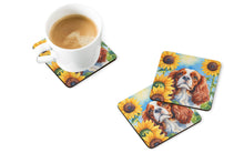 Load image into Gallery viewer, Cavalier Spaniel in Sunflowers Coasters - Set of 4 Lightweight Foam, Absorbent Drink Coasters