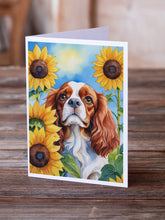 Load image into Gallery viewer, Cavalier Spaniel in Sunflowers Greeting Cards - Blank Note Cards – 8-Pack of Artist-Designed Cards with Envelopes