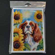 Load image into Gallery viewer, Cavalier Spaniel in Sunflowers Greeting Cards - Blank Note Cards – 8-Pack of Artist-Designed Cards with Envelopes