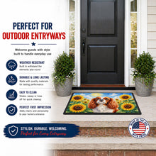 Load image into Gallery viewer, Cavalier Spaniel in Sunflowers Doormat Front Door Mat Indoor Outdoor Rugs for Entryway, Non Slip Washable Low Pile, 24H X 36W