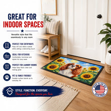 Load image into Gallery viewer, Cavalier Spaniel in Sunflowers Doormat Front Door Mat Indoor Outdoor Rugs for Entryway, Non Slip Washable Low Pile, 24H X 36W