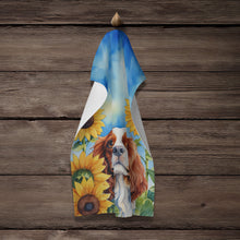 Load image into Gallery viewer, Cavalier Spaniel in Sunflowers Kitchen Towel