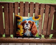 Load image into Gallery viewer, Cavalier Spaniel in Sunflowers Throw Pillow - 14x14 Decorative Pillow – Art for Your Home &amp; Patio