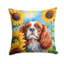 Load image into Gallery viewer, Cavalier Spaniel in Sunflowers Throw Pillow - 14x14 Decorative Pillow – Art for Your Home &amp; Patio